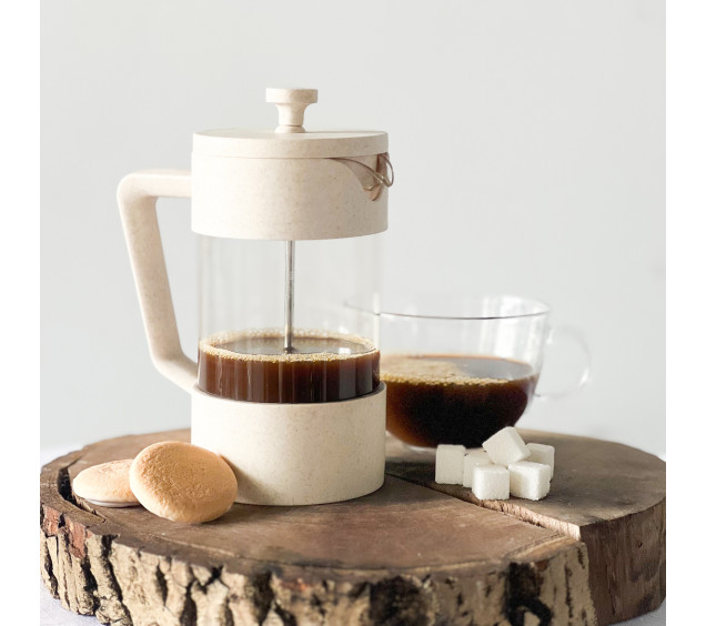 9150 Заварювальний чайник з поршнем 600мл (еко пластик + боросилікатне, зміцнене скло) - фото 1