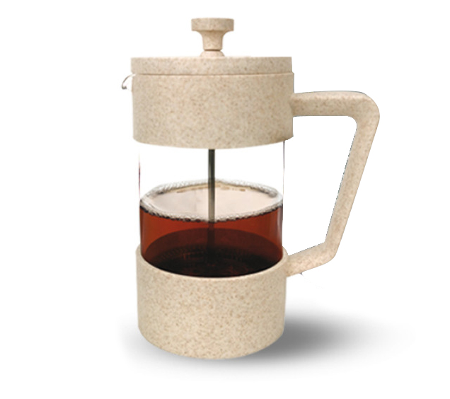 9152/У Заварювальний чайник з поршнем 350мл (еко пластик + боросилікатне, зміцнене скло)без упаковки - фото