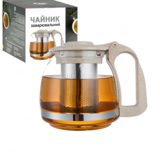 9160 Заварювальний чайник еко пластик+боросилікатне, зміцнене скло 700мл - фото