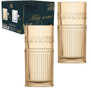 9438 Набір склянок 6шт. Crystal бурштин 400мл - фото