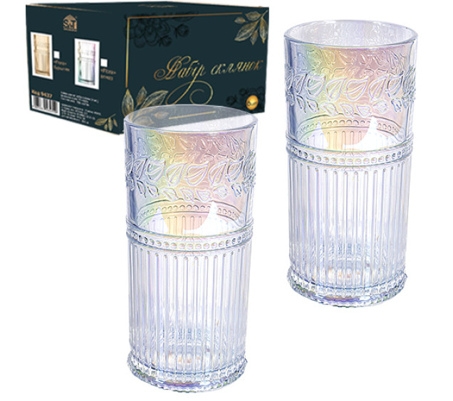 9437 Набір склянок 6шт. Flora алмаз 400мл - фото