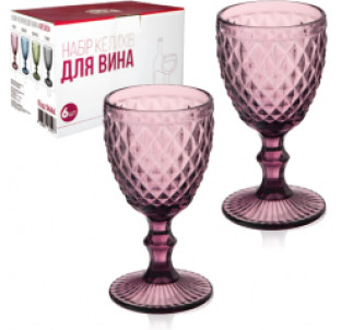 9444 Набір келихів для вина 6шт Аргайл бордо 240мл - фото