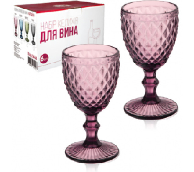 9444 Набір келихів для вина 6шт Аргайл бордо 240мл - фото