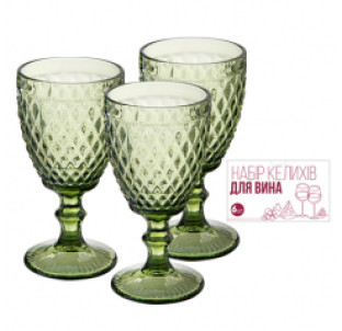 9445 Набір келихів для вина 6шт Аргайл смарагд 320мл - фото