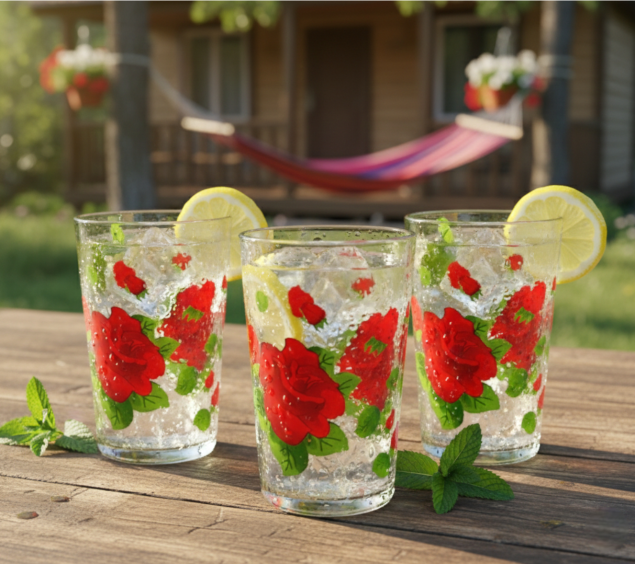 945-2 Набір склянок 6шт "Червона троянда" 210 мл - фото 1
