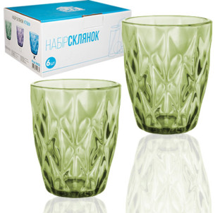 9452 Набір склянок 6шт. Грані смарагд 280мл - фото