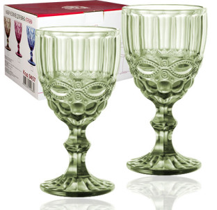 9456 Набір келихів для вина 6шт Вінтаж смарагд 340мл - фото