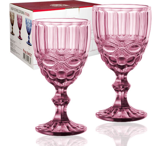 9456 Набір келихів для вина 6шт Вінтаж бордо 340мл - фото