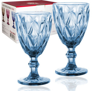 9457 Набір келихів для вина 6шт Грані кобальт 320мл - фото