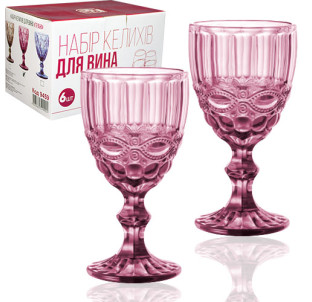 9458 Набір келихів для вина 6шт Вінтаж бордо 260мл - фото