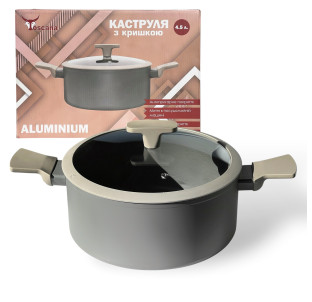 9596-24 Каструля 4.5л з скляною кришкою ALUM - фото