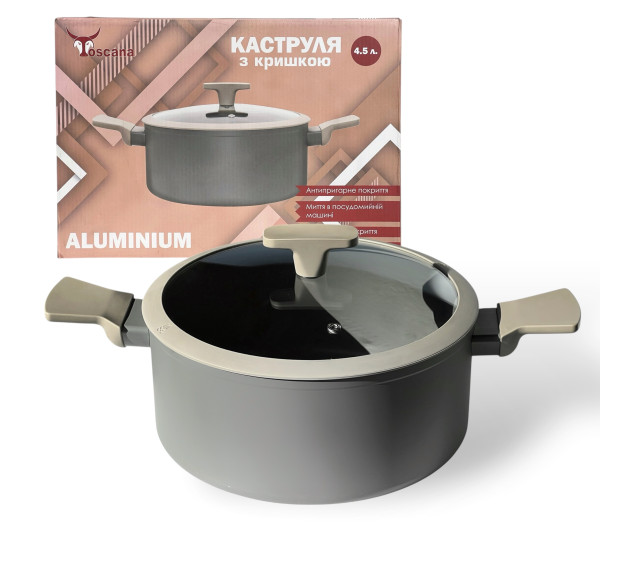 9596-24 Каструля 4.5л з скляною кришкою ALUM - фото