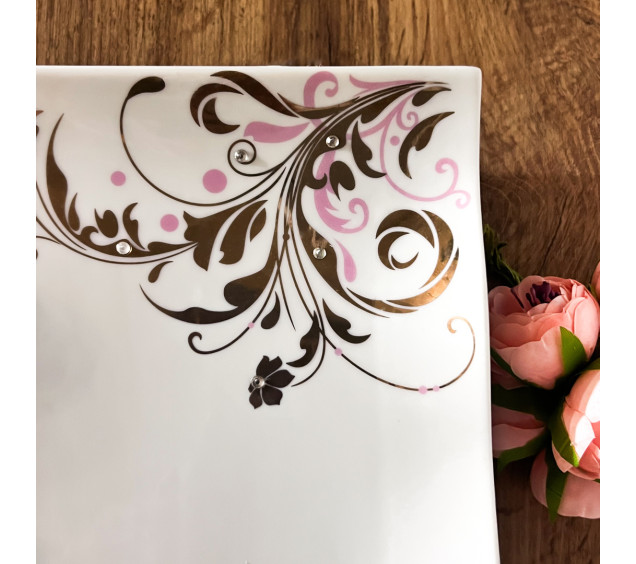 9713 Блюдо прямокут. 25,5*15см Кристали - фото 1