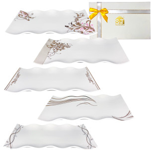 9713 Блюдо прямокут. 25,5*15см Кристали - фото