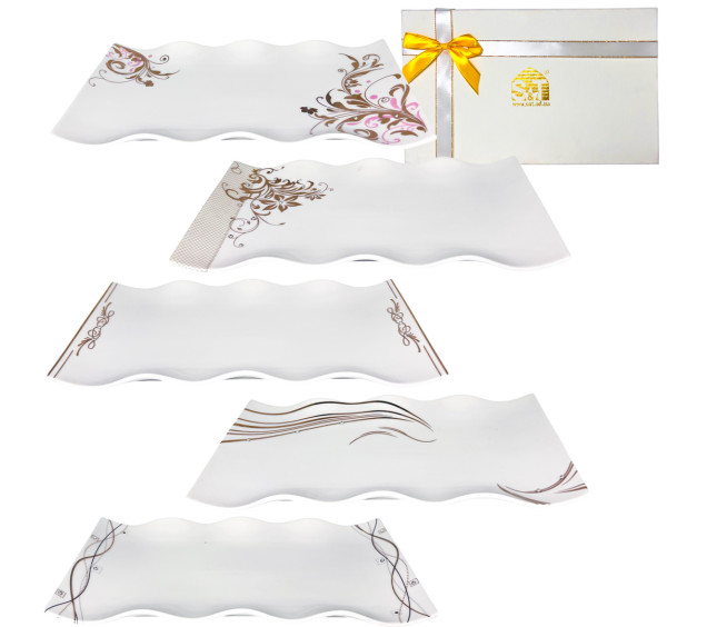 9714 Блюдо прямокут. 31*18,5см Кристали - фото