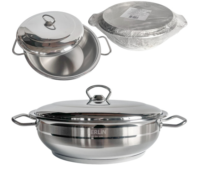 9999-28/1 Сотейник-жаровня 28х12см з нержавіючою стальною кришкою без коробки - фото