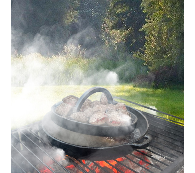 MS210 Прес-гриль 20см/3,3 кг чавунний круглий - фото 1