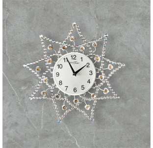 02-228 Годинник мет. настін. з камінням (40*40) - фото