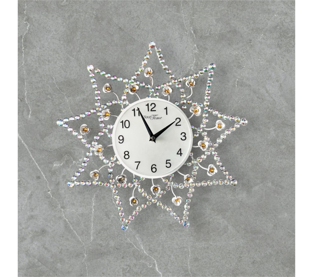 02-228 Годинник мет. настін. з камінням (40*40) - фото