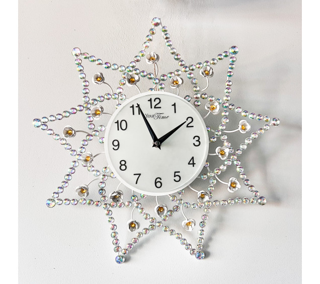 02-228 Годинник мет. настін. з камінням (40*40) - фото 1