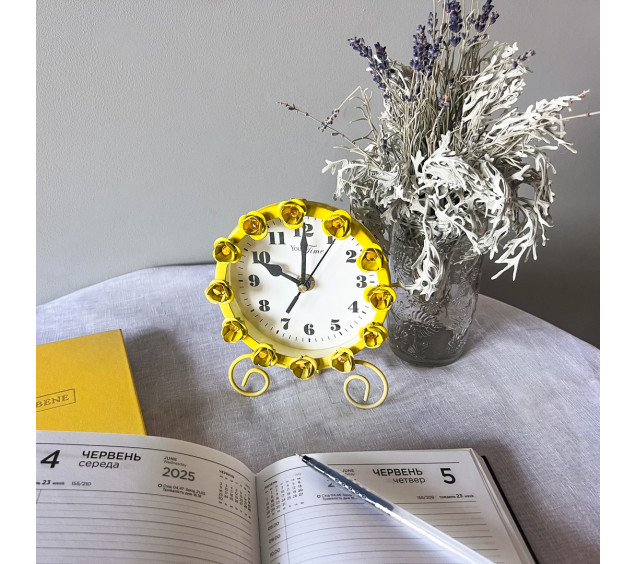 02-229 Годинник мет. настільний з квітами (12*15*6) - фото 5