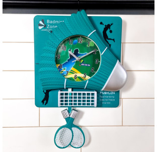 05-106 Годинник настінний з маятником Дитячий (Бадмінтон) кварц. Пластик (32*7,3*33,4) - фото