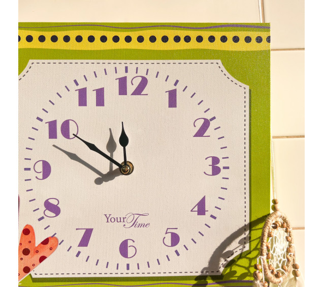 06-101 Годинник настінний Дитячий на полотні Жирафи 28*28см - фото 2