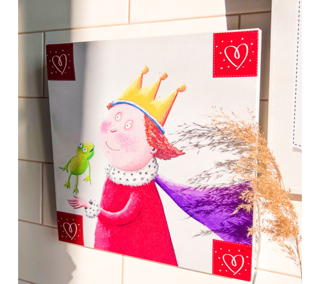 06-103 Годинник настінний Дитячий на полотні Царівна-жаба 28*28см - фото 2