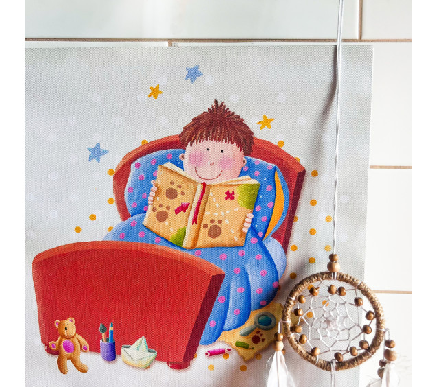 06-108 Годинник настінний Дитячий на полотні Ведмедик 28*28см - фото 3