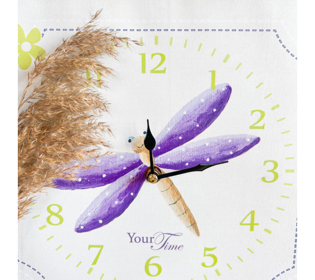 06-109 Годинник настінний Дитячий на полотні Ведмедик 28*28см - фото 2