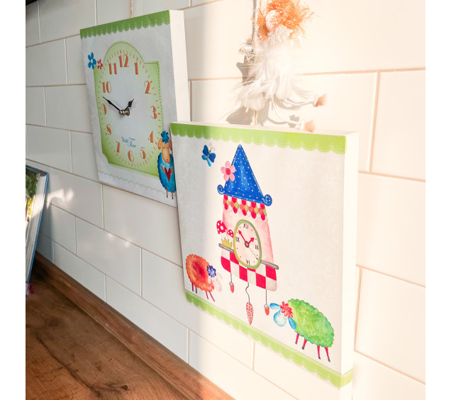 06-111 Годинник настінний Дитячий на полотні Балерина 28*28см - фото 3