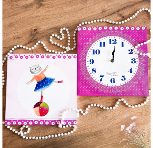 06-107 Годинник настінний Дитячий на полотні Балерина 28*28см - фото