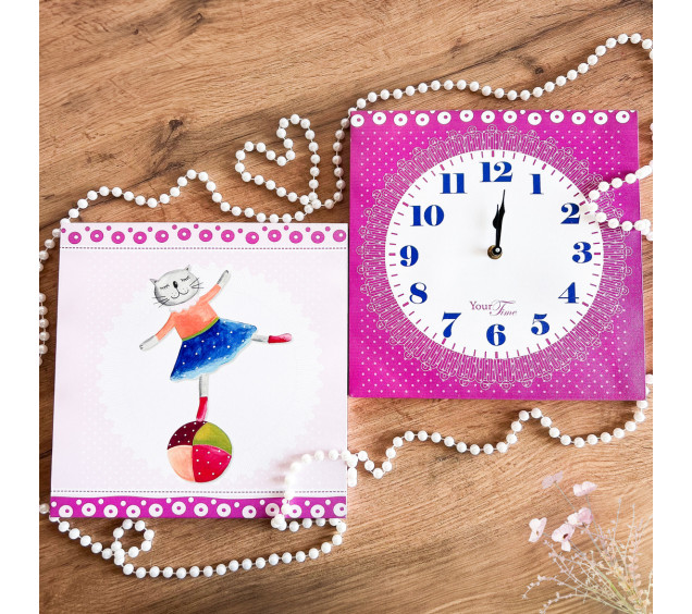 06-107 Годинник настінний Дитячий на полотні Балерина 28*28см - фото