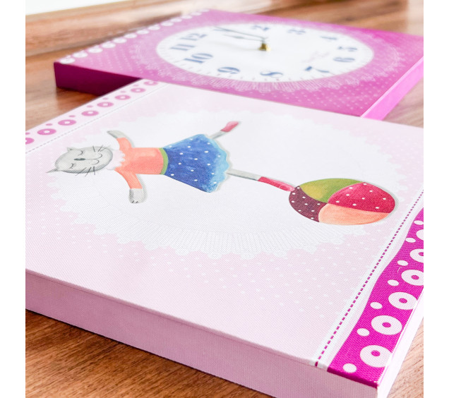 06-107 Годинник настінний Дитячий на полотні Балерина 28*28см - фото 2