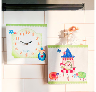 06-111 Годинник настінний Дитячий на полотні Балерина 28*28см - фото