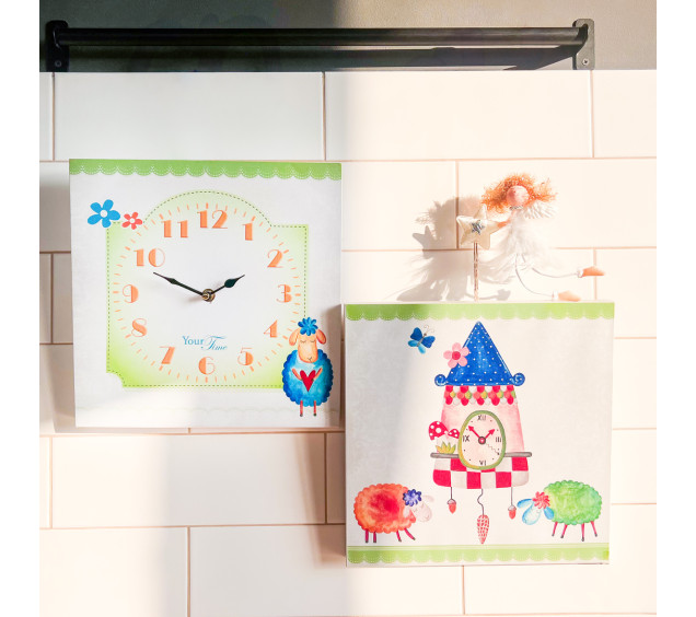 06-111 Годинник настінний Дитячий на полотні Балерина 28*28см - фото