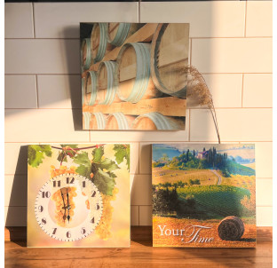 06-304 Годинник настінний на полотні Сонячна Тоскана 30*30см - фото
