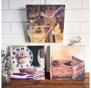 06-306 Годинник настінний на полотні Літній пікнік 30*30см - фото