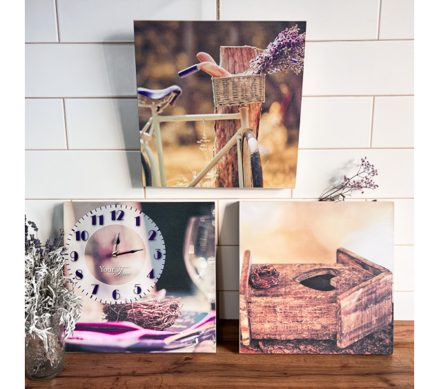 06-306 Годинник настінний на полотні Літній пікнік 30*30см - фото