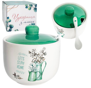 700-03-18 Цукорниця з ложкою "Бавовна" 500мл - фото