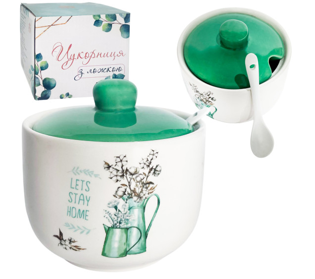 700-03-18 Цукорниця з ложкою "Бавовна" 500мл - фото