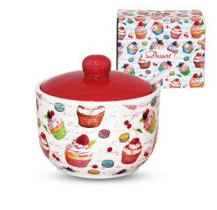 2242-9 Цукорниця з ложкою 450мл "Десерт" (d-11см, h-7,5см) - фото