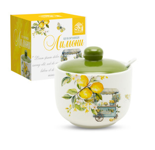 700-03-22 Цукорниця з ложкою 450 мл "Лимони" - фото