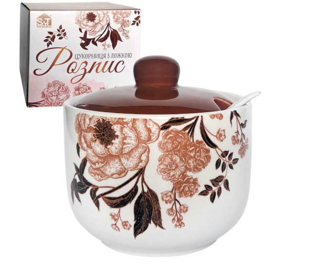 700-03-19 Цукорниця з ложкою "Розпис" 500мл - фото