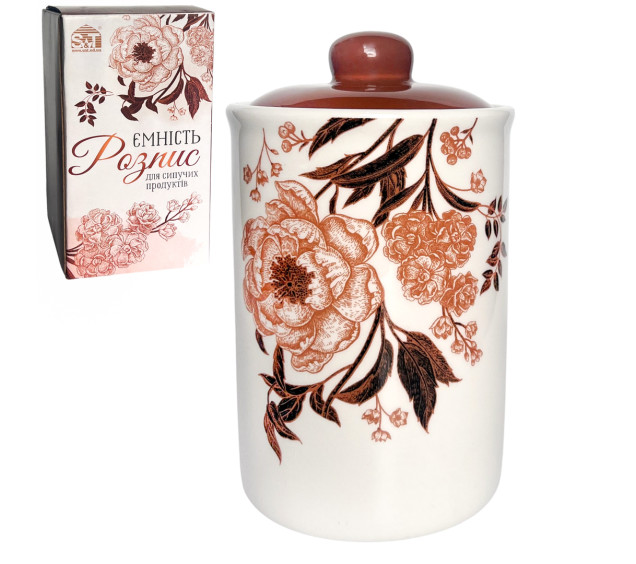 700-10-19 Ємність для сипучих продуктів "Розпис" 900 мл - фото