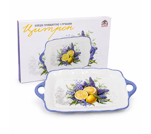 700-24-26 Блюдо прямокутне з ручками "Цитрон" 23*14*2 см - фото