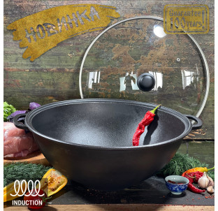 V12С3 Казан узбецький 12л зі скляною кришкою - фото