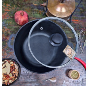 V4C3 Котелок чавунний 4л зі скляною кришкою - фото