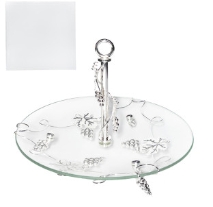 37207 Фруктовниця кругла декор Виноград (30*30*23см) - фото