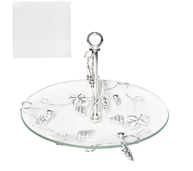 37207 Фруктовниця кругла декор Виноград (30*30*23см) - фото